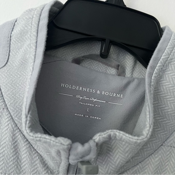 Holderness & Bourne Gray Herringbone Full Zip Tailored Fit Vest Large - Picture 6 of 9